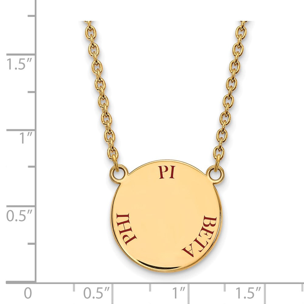 Sterling Silver Gold-plated LogoArt Pi Beta Phi Sorority Text Large Color Enamel Pendant 18 inch Necklace