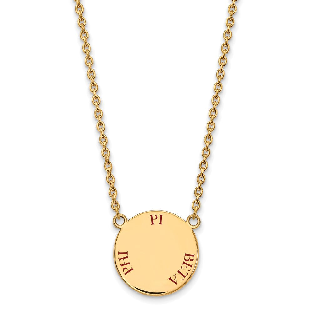 Sterling Silver Gold-plated LogoArt Pi Beta Phi Sorority Text Large Color Enamel Pendant 18 inch Necklace