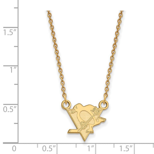 10k Gold NHL LogoArt Pittsburgh Penguins Small Pendant 18 inch Necklace
