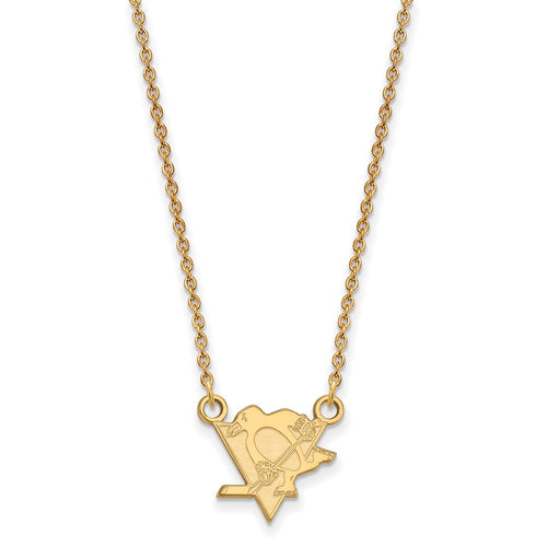 10k Gold NHL LogoArt Pittsburgh Penguins Small Pendant 18 inch Necklace