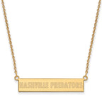 Sterling Silver Gold-plated NHL LogoArt Nashville Predators Small Bar 18 inch Necklace