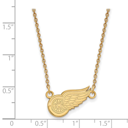 10k Gold NHL LogoArt Detroit Red Wings Small Pendant 18 inch Necklace