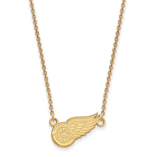 10k Gold NHL LogoArt Detroit Red Wings Small Pendant 18 inch Necklace