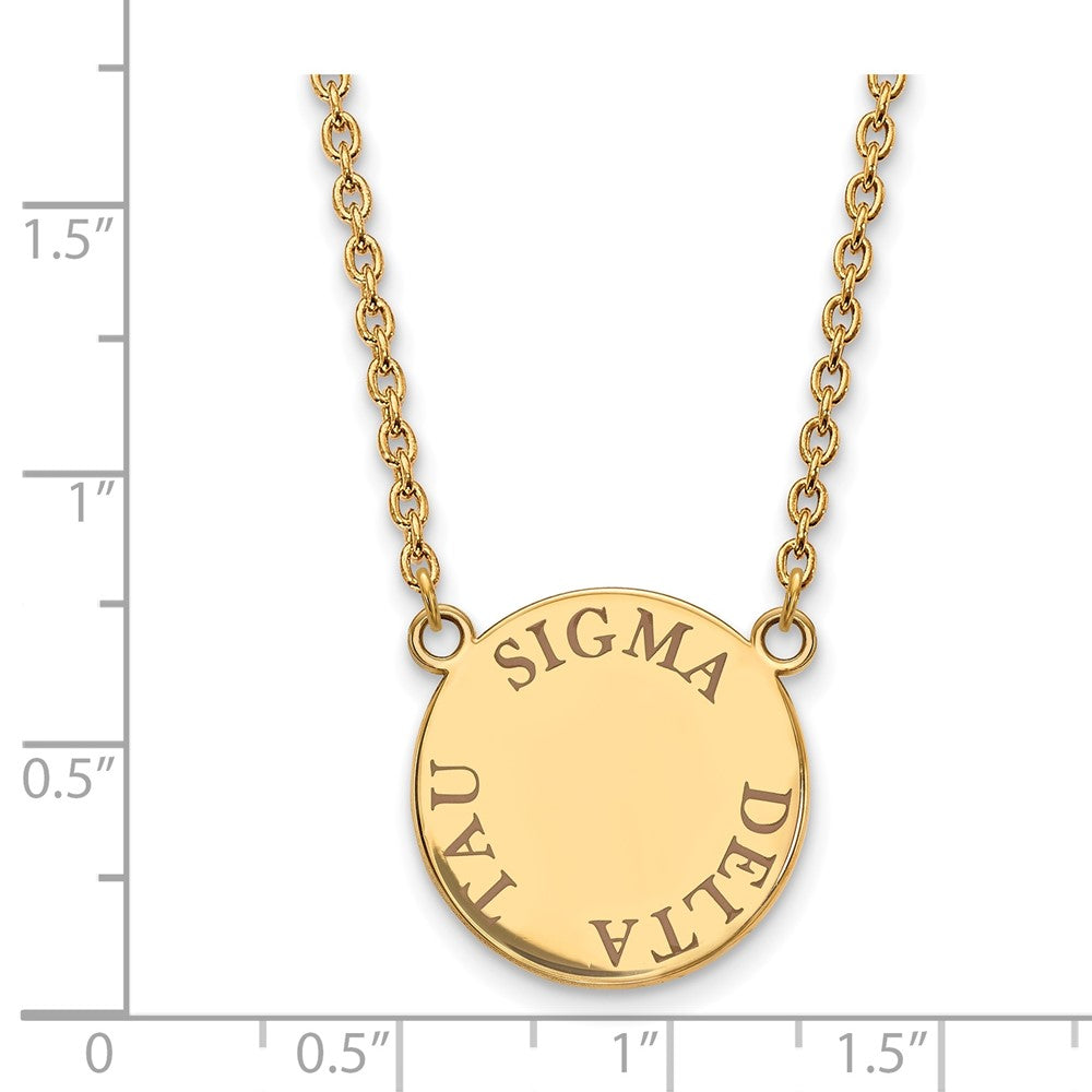 Sterling Silver Gold-plated LogoArt Sigma Delta Tau Sorority Text Large Color Enamel Pendant 18 inch Necklace