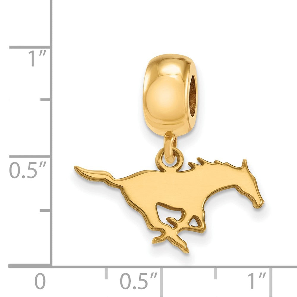 Sterling Silver Gold-plated LogoArt Southern Methodist University Mustang Small Dangle Bead Charm