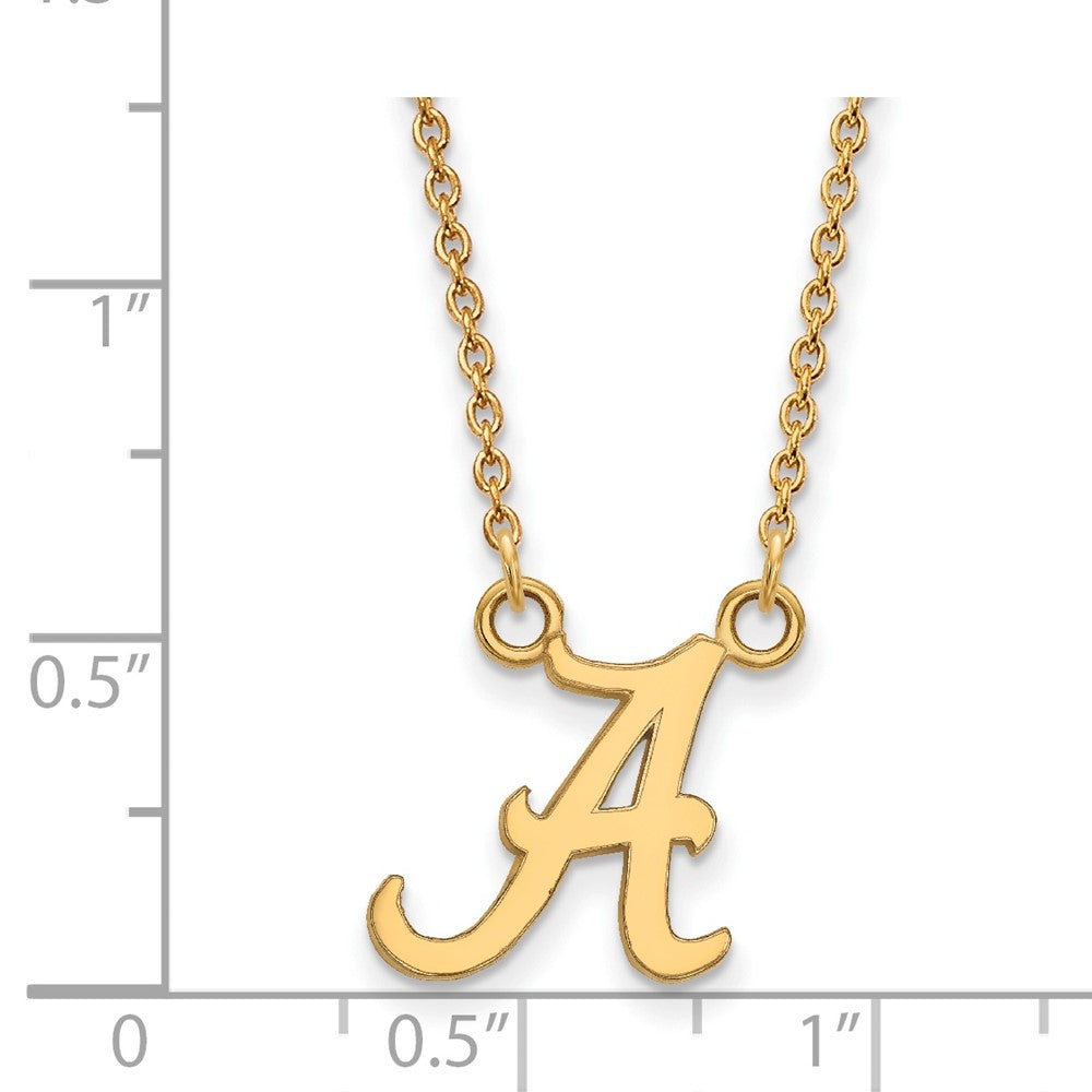 Sterling Silver Gold-plated LogoArt University of Alabama Letter A Small Pendant 18 inch Necklace