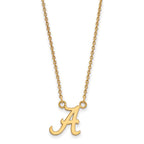 Sterling Silver Gold-plated LogoArt University of Alabama Letter A Small Pendant 18 inch Necklace