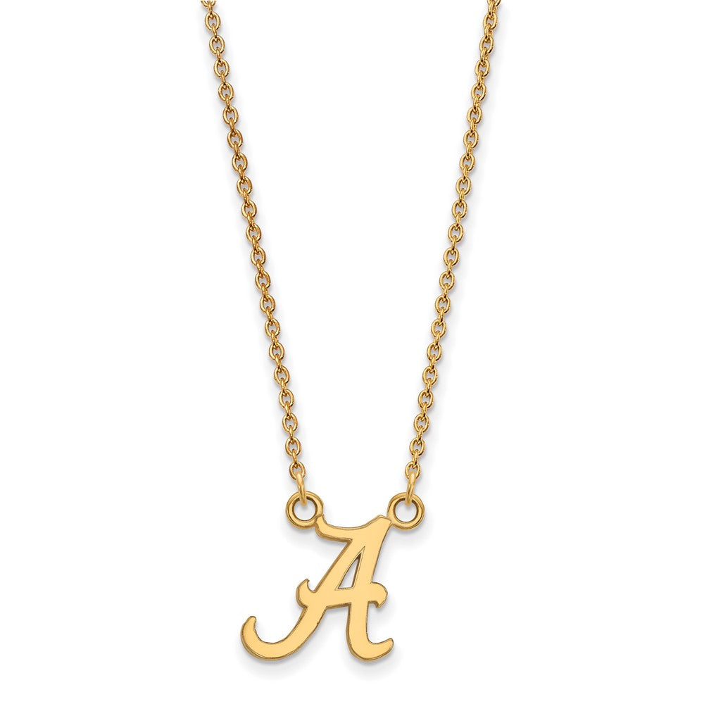 Sterling Silver Gold-plated LogoArt University of Alabama Letter A Small Pendant 18 inch Necklace