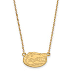 Sterling Silver Gold-plated LogoArt University of Florida Gator Small Pendant 18 inch Necklace