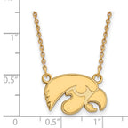 10k Gold LogoArt University of Iowa Hawk Small Pendant 18 inch Necklace