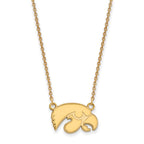 14k Gold LogoArt University of Iowa Hawk Small Pendant 18 inch Necklace