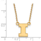14k Gold LogoArt University of Illinois Letter I Small Pendant 18 inch Necklace
