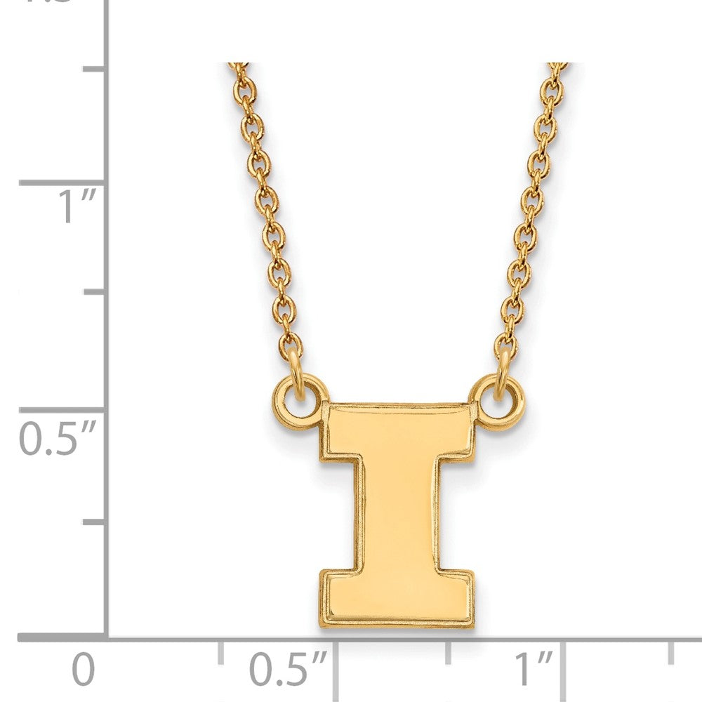 14k Gold LogoArt University of Illinois Letter I Small Pendant 18 inch Necklace