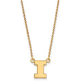 14k Gold LogoArt University of Illinois Letter I Small Pendant 18 inch Necklace