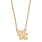 Sterling Silver Gold-plated LogoArt University of Kentucky U-K Small Pendant 18 inch Necklace