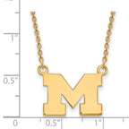 10k Gold LogoArt University of Michigan Letter M Small Pendant 18 inch Necklace