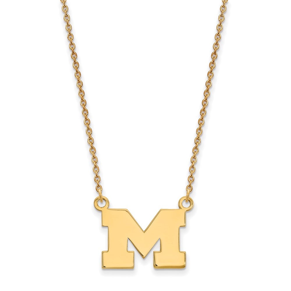 14k Gold LogoArt University of Michigan Letter M Small Pendant 18 inch Necklace