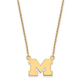 14k Gold LogoArt University of Michigan Letter M Small Pendant 18 inch Necklace