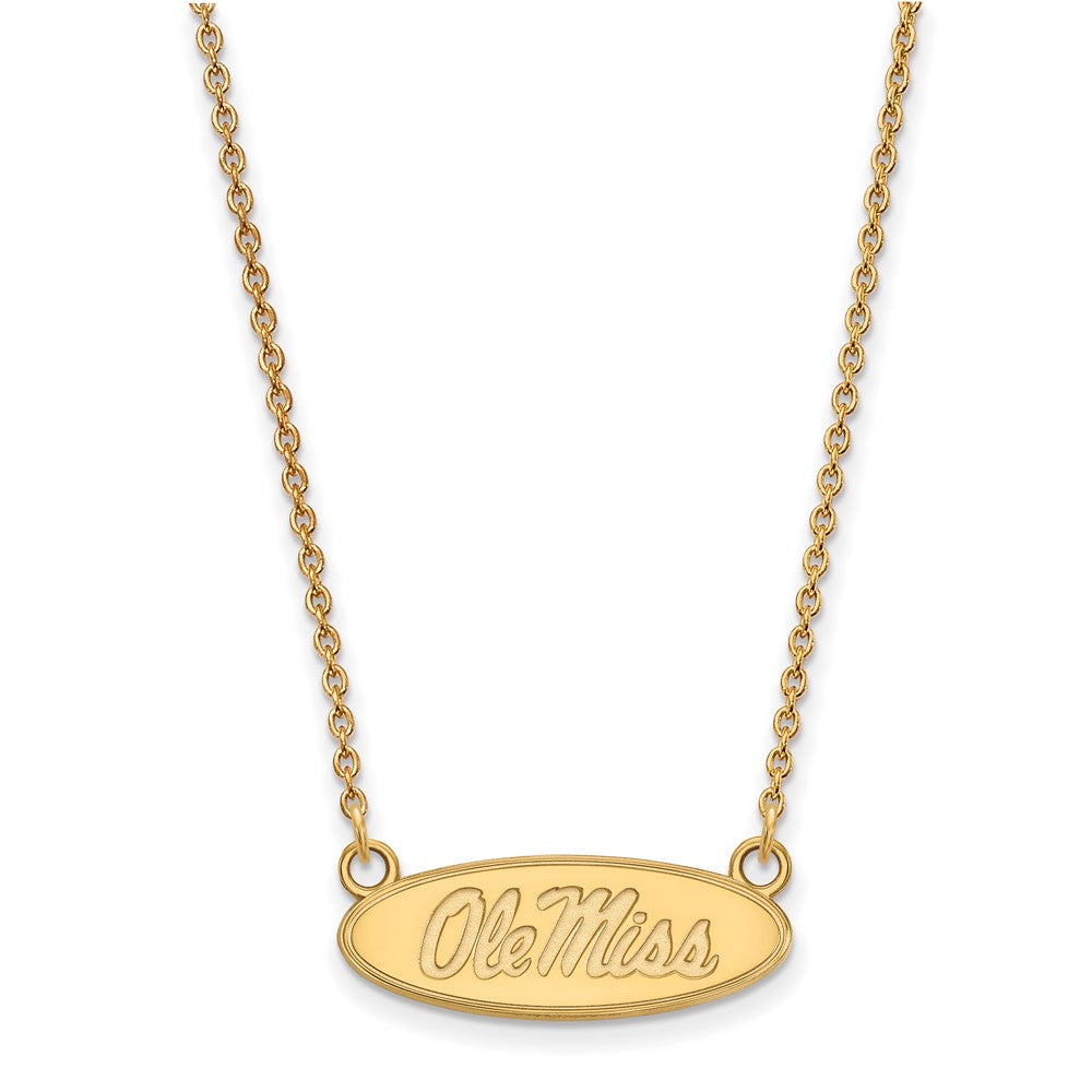 10k Gold LogoArt University of Mississippi Ole Miss Small Oval Pendant 18 inch Necklace