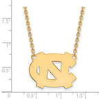 Sterling Silver Gold-plated LogoArt University of North Carolina N-C Large Pendant 18 inch Necklace
