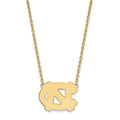 Sterling Silver Gold-plated LogoArt University of North Carolina N-C Large Pendant 18 inch Necklace