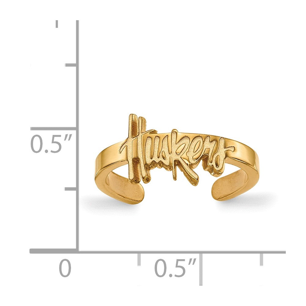 Sterling Silver Gold-plated LogoArt University of Nebraska Huskers Toe Ring