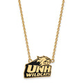 Sterling Silver Gold-plated LogoArt University of New Hampshire Large Enameled Pendant 18 inch Necklace