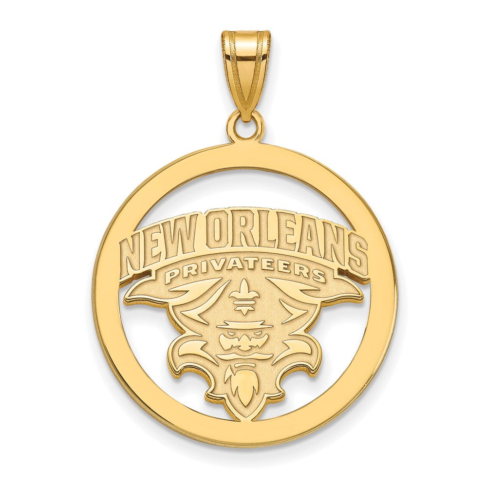 Sterling Silver Gold-plated LogoArt University of New Orleans U-N-O Extra Large Circle Pendant