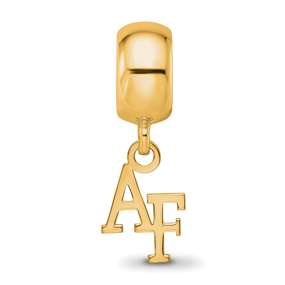 Sterling Silver Gold-plated LogoArt United States Air Force Academy A-F Extra Small Dangle Bead