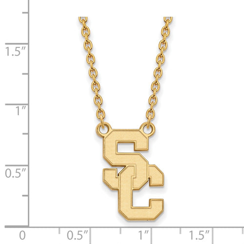 10k Gold University of Southern California S-C Large Pendant 18 inch Necklace