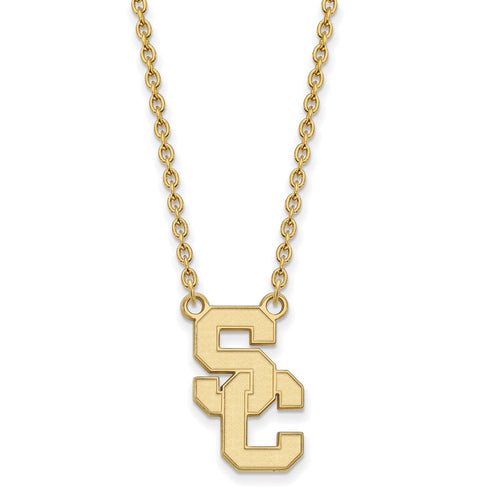 10k Gold University of Southern California S-C Large Pendant 18 inch Necklace