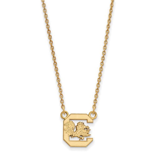 10k Gold LogoArt University of South Carolina Small Pendant 18 inch Necklace