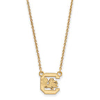 14k Gold LogoArt University of South Carolina Small Pendant 18 inch Necklace