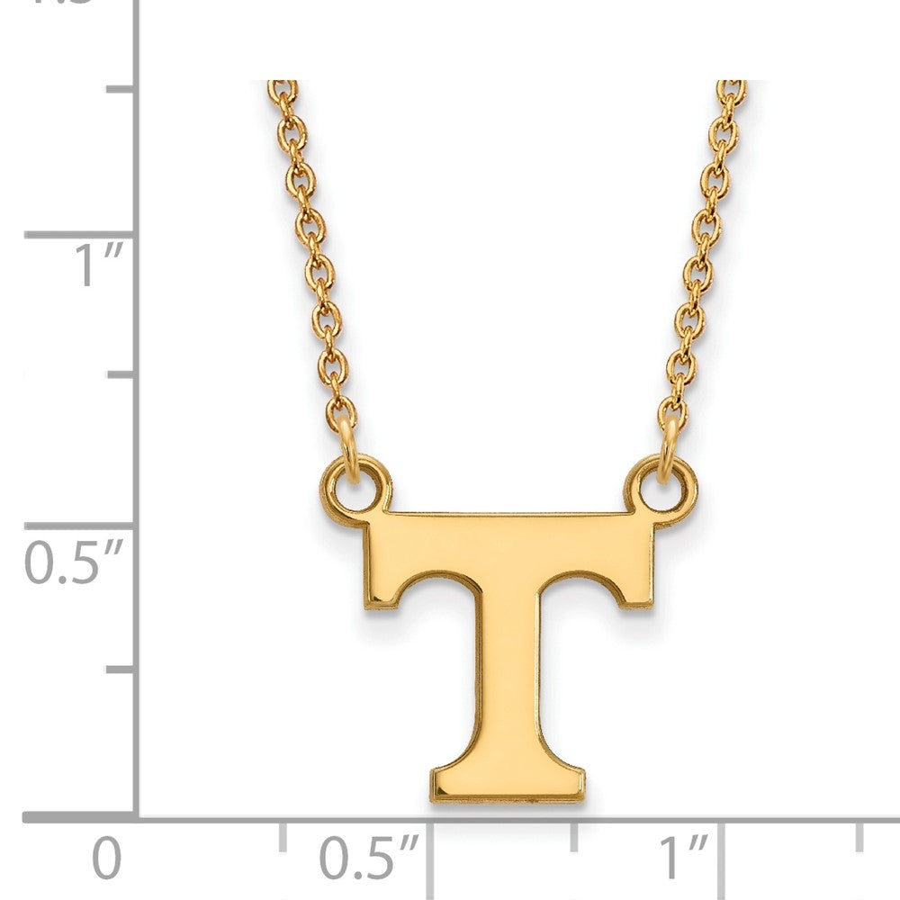 Sterling Silver Gold-plated LogoArt University of Tennessee Letter T Small Pendant 18 inch Necklace