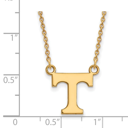 10k Gold LogoArt University of Tennessee Letter T Small Pendant 18 inch Necklace
