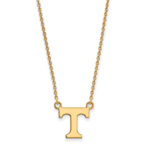 10k Gold LogoArt University of Tennessee Letter T Small Pendant 18 inch Necklace