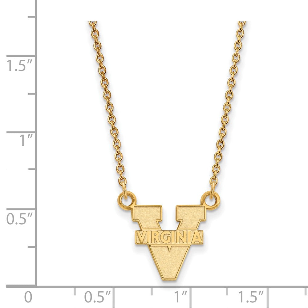Sterling Silver Gold-plated LogoArt University of Virginia Small Pendant 18 inch Necklace