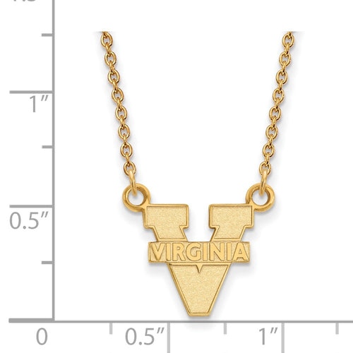 10k Gold LogoArt University of Virginia Small Pendant 18 inch Necklace