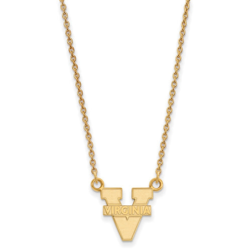 10k Gold LogoArt University of Virginia Small Pendant 18 inch Necklace