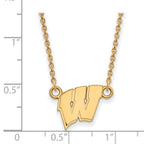 14k Gold LogoArt University of Wisconsin Letter W Small Pendant 18 inch Necklace