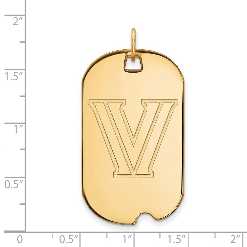Sterling Silver Gold-plated LogoArt Villanova University Letter V Large Dog Tag Pendant