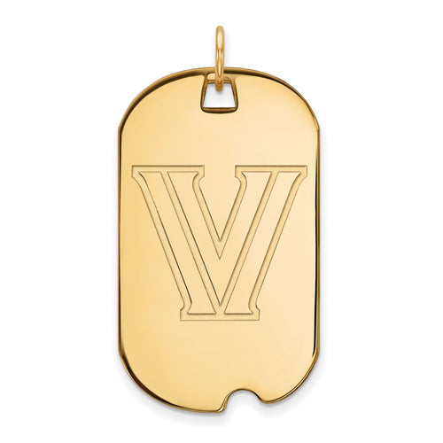 10k Gold LogoArt Villanova University Letter V Large Dog Tag Pendant