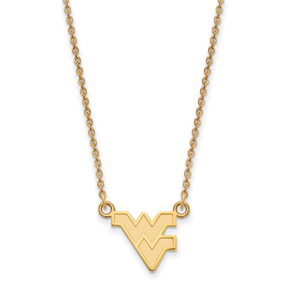 Sterling Silver Gold-plated LogoArt West Virginia University W-V Small Pendant 18 inch Necklace
