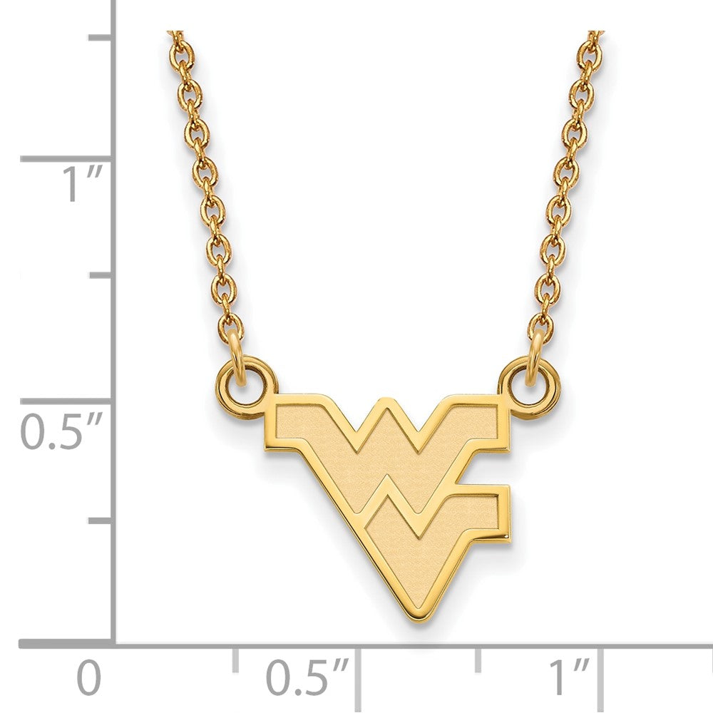 10k Gold LogoArt West Virginia University W-V Small Pendant 18 inch Necklace