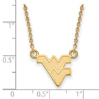 10k Gold LogoArt West Virginia University W-V Small Pendant 18 inch Necklace
