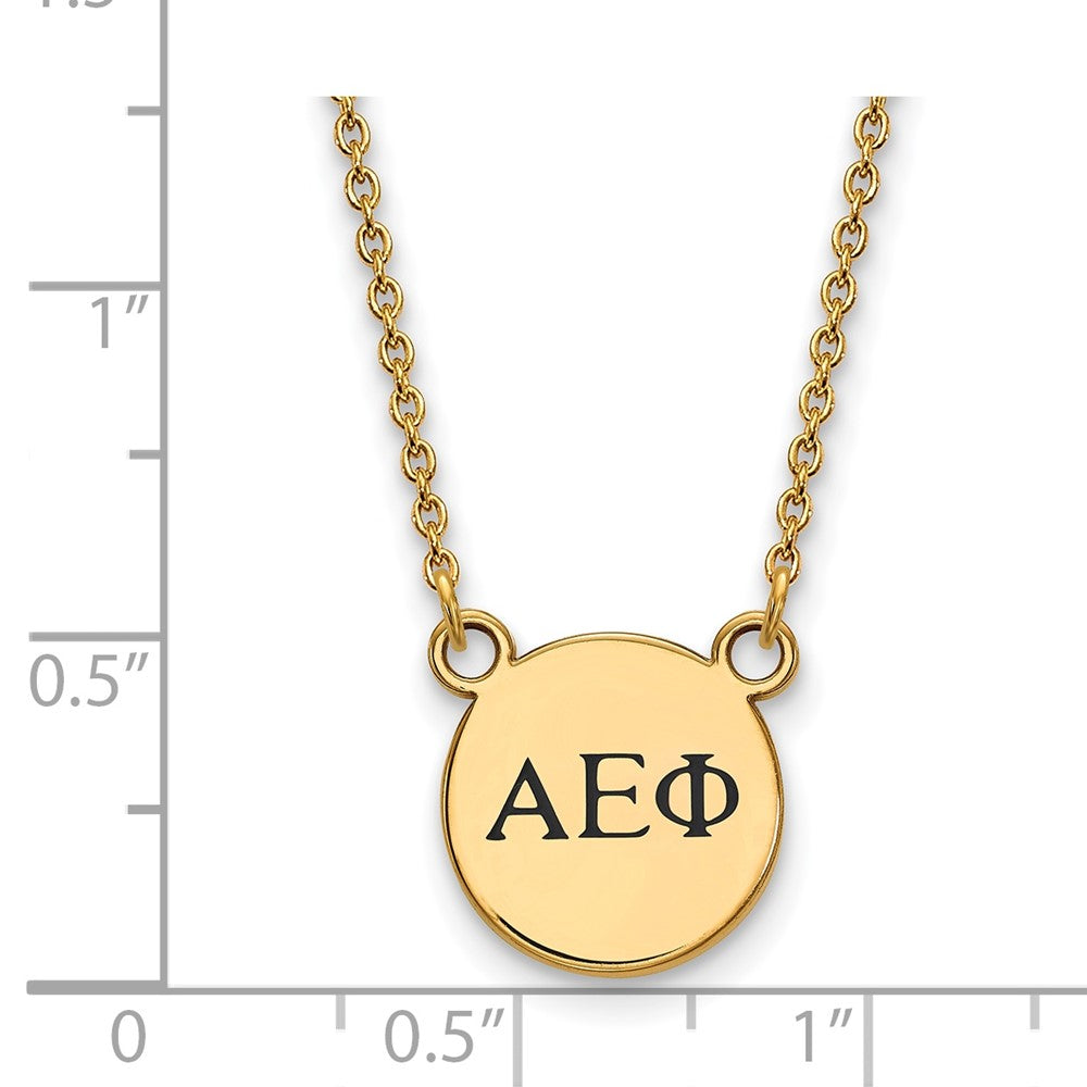 Sterling Silver Gold-plated LogoArt Alpha Epsilon Phi Sorority Greek Letters Extra Small Black Enamel Pendant 18 inch Necklace
