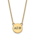 Sterling Silver Gold-plated LogoArt Alpha Epsilon Phi Sorority Greek Letters Extra Small Black Enamel Pendant 18 inch Necklace
