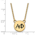 Sterling Silver Gold-plated LogoArt Alpha Phi Sorority Greek Letters Small Black Enamel Pendant 18 inch Necklace