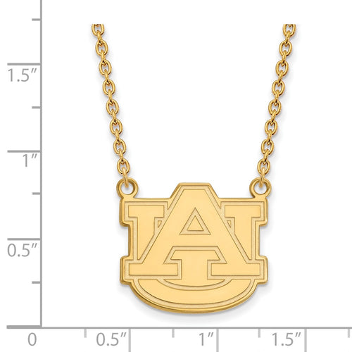 10k Gold LogoArt Auburn University Large Pendant 18 inch Necklace