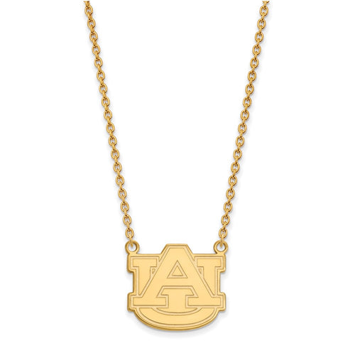 10k Gold LogoArt Auburn University Large Pendant 18 inch Necklace